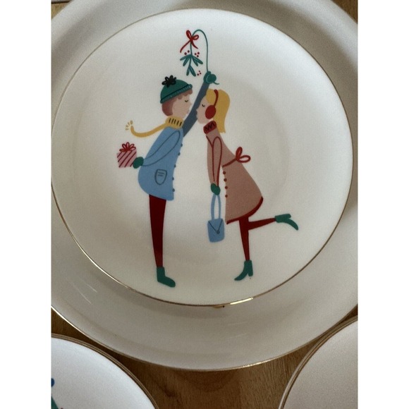 Mary Square Happy Tines Christmas Holiday Serving And Appetizer Plate Set - Picture 5 of 10